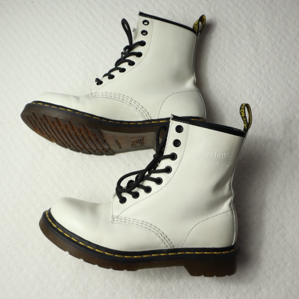 Dr. Martens White Leather Boots